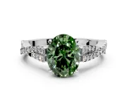 Solitaire Engagement Ring Setting for Fancy Green Oval Center with Twisted Pave Split Shank and Prong Head in Platinum