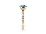 Solitaire Engagement Ring Setting for Fancy Blue Round Cut Center with Fine Pave Accents and Prong Head in Yellow Gold