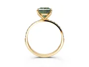 Solitaire Engagement Ring Setting for Fancy Green Princess Cut Center with Fine Pave Accents and Prong Head in Yellow Gold