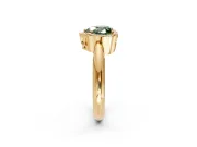 Halo Engagement Ring Setting for Fancy Green Heart-Shaped Center with Tapered Plain Band and Prong Head in Yellow Gold