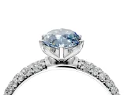 Solitaire Engagement Ring Setting for Fancy Blue Marquise Center with Domed Multi-Row Pave Band and Prong Head in Sterling Silver
