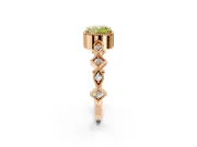 Milgrain Bezel Engagement Ring Setting for Fancy Yellow Cushion Cut Center with Marquise Stations and Bezel Head in Rose Gold