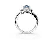 3 Stone Engagement Ring Setting for Fancy Blue Marquise Center with Wide Plain Band and Prong Head in Platinum