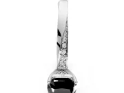 Side Accent Engagement Ring Setting for Fancy Black Cushion Cut Center with Accent Shoulders and Prong Head in Platinum