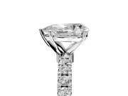 Open Basket Engagement Ring Setting for Pear-Shaped Center with Pave Band and Prong Head in Sterling Silver