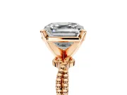 Solitaire Engagement Ring Setting for Asscher Cut Center with Twist Band and Bead Prong Head in Rose Gold