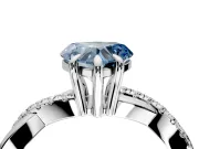 Solitaire Engagement Ring Setting for Fancy Blue Heart-Shaped Center with Half-Pave Crossover Band and Prong Head in Sterling Silver