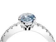 Solitaire Engagement Ring Setting for Fancy Blue Marquise Center with Single Row Accent Band and Prong Head in Platinum