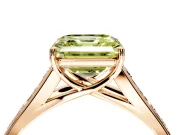 Solitaire Engagement Ring Setting for Fancy Yellow Asscher Cut Center with Round Cut Channel Band and Prong Head in Rose Gold