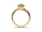 Solitaire Engagement Ring Setting for Fancy Yellow Round Cut Center with Trailing Leaf Accent Band and Prong Head in Yellow Gold