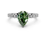 Solitaire Engagement Ring Setting for Fancy Green Pear-Shaped Center with Large Accents and Prong Head in Platinum