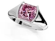 Tension Engagement Ring Setting for Fancy Pink Princess Cut Center with Wide Tapered Band and Tension Head in Sterling Silver