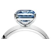 Solitaire Engagement Ring Setting for Fancy Blue Asscher Cut Center with Wide Knife Ridge Band and Prong Head in Sterling Silver