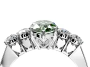 5 Stone Engagement Ring Setting for Fancy Green Marquise Center with Equal Close-Set Accents and Prong Head in Sterling Silver