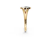 Solitaire Engagement Ring Setting for Oval Center with V Split Shank and Bezel Head in Yellow Gold