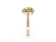 Halo Engagement Ring Setting for Fancy Yellow Oval Center with Inner Milgrain Border and Prong Head in Yellow Gold
