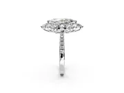 Floral Halo Engagement Ring Setting for Marquise Center with Pave Accents and Prong Head in Platinum
