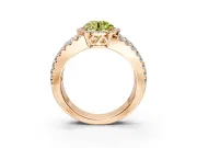 Halo Engagement Ring Setting for Fancy Yellow Round Cut Center with Wide-Open Pave Split Shank and Prong Head in Rose Gold