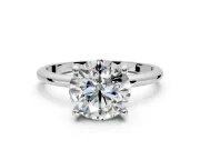 Minimalist Solitaire Engagement Ring Setting for Round Cut Center with Thin Band and Prong Head in Sterling Silver