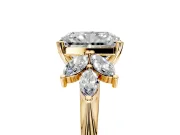 Floral Cluster Engagement Ring Setting for Radiant Cut Center with Marquise Accents and Prong Head in Yellow Gold