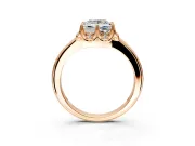Floral Frame Engagement Ring Setting for Princess Cut Center with Accent Clusters and Prong Head in Rose Gold