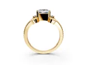 Solitaire Engagement Ring Setting for Princess Cut Center with Twisted Band and Scroll Prong Head in Yellow Gold
