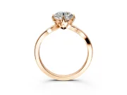 Solitaire Engagement Ring Setting for Round Cut Center with Plain Split Shank and Prong Head in Rose Gold