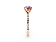 Solitaire Engagement Ring Setting for Fancy Pink Round Cut Center with Micro Pave Band and Prong Head in Rose Gold