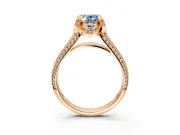 Solitaire Engagement Ring Setting for Fancy Blue Oval Center with Accented Split Shank and Prong Head in Rose Gold