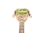 Floral Engagement Ring Setting for Fancy Yellow Asscher Cut Center with Four Accent Clusters and Prong Head in Rose Gold