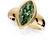 Solitaire Engagement Ring Setting for Fancy Green Marquise Center with Wide Band and Bezel Head in Yellow Gold