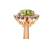 Starburst Halo Engagement Ring Setting for Fancy Yellow Round Cut Center with Thin Round-Wire Band and Prong Head in Rose Gold