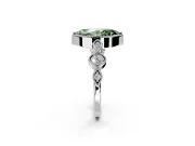 Vintage Station Engagement Ring Setting for Fancy Green Marquise Center with Accents and Prong Head in Sterling Silver