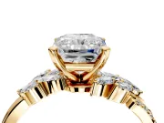 Solitaire Engagement Ring Setting for Radiant Cut Center with Marquise Accent Twist Band and Prong Head in Yellow Gold