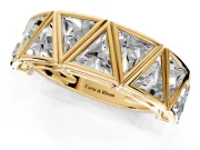 Triangle Lab-Grown Diamond Geometric Men's Wedding Band with Angular Frames in Yellow Gold