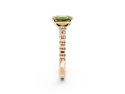 Solitaire Engagement Ring Setting for Fancy Yellow Emerald Cut Center with Bezel-Dot Beaded Band and Prong Head in Rose Gold