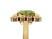 Cluster Halo Engagement Ring Setting for Fancy Yellow Emerald Cut Center with Milgrain Bezel Accents and Prong Head in Yellow Gold