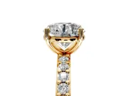 Solitaire Engagement Ring Setting for Round Cut Center with Round Cut Pave Band and Prong Head in Yellow Gold