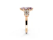Cluster Engagement Ring Setting for Fancy Pink Marquise Center with 2-Row Shoulder Clusters and Prong Head in Rose Gold