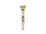 Solitaire Engagement Ring Setting for Fancy Yellow Cushion Cut Center with Beaded Bezel Station Band and Prong Head in Rose Gold