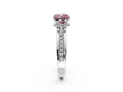Solitaire Engagement Ring Setting for Fancy Pink Cushion Cut Center with Raised Channel Band and Prong Head in Sterling Silver