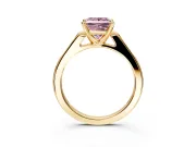 Solitaire Engagement Ring Setting for Fancy Pink Princess Cut Center with Channel Accents and Prong Head in Yellow Gold