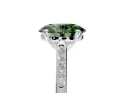 Solitaire Engagement Ring Setting for Fancy Green Oval Center with Channel Accents and Prong Head in White Gold
