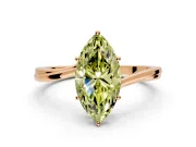 Solitaire Engagement Ring Setting for Fancy Yellow Marquise Center with Plain Bypass Twist Band and Prong Head in Rose Gold