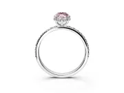 Hidden Halo Engagement Ring Setting for Fancy Pink Marquise Center with Pave Band and Prong Head in White Gold