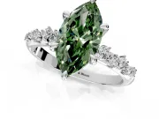 Solitaire Engagement Ring Setting for Fancy Green Marquise Center with Trailing Leaf Accent Band and Prong Head in Platinum