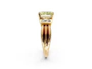 Solitaire Engagement Ring Setting for Fancy Yellow Radiant Cut Center with Grooved Bar Accent Band and Prong Head in Yellow Gold