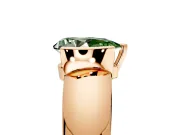 Tension Engagement Ring Setting for Fancy Green Pear-Shaped Center with Wide Flat Band and Tension Head in Rose Gold