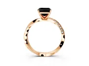 Side Accent Engagement Ring Setting for Fancy Black Asscher Cut Center with Accent Shoulders and Prong Head in Rose Gold
