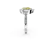 Halo Engagement Ring Setting for Fancy Yellow Pear-Shaped Center with Milgrain Rim, Pave Band and Prong Head in Sterling Silver